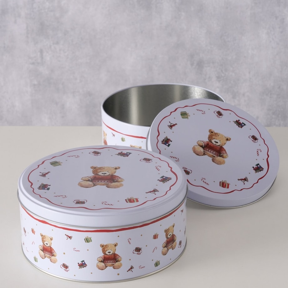 Puszki 2 szt. metalowe świąteczne 16/18x7/8 cm MISHA