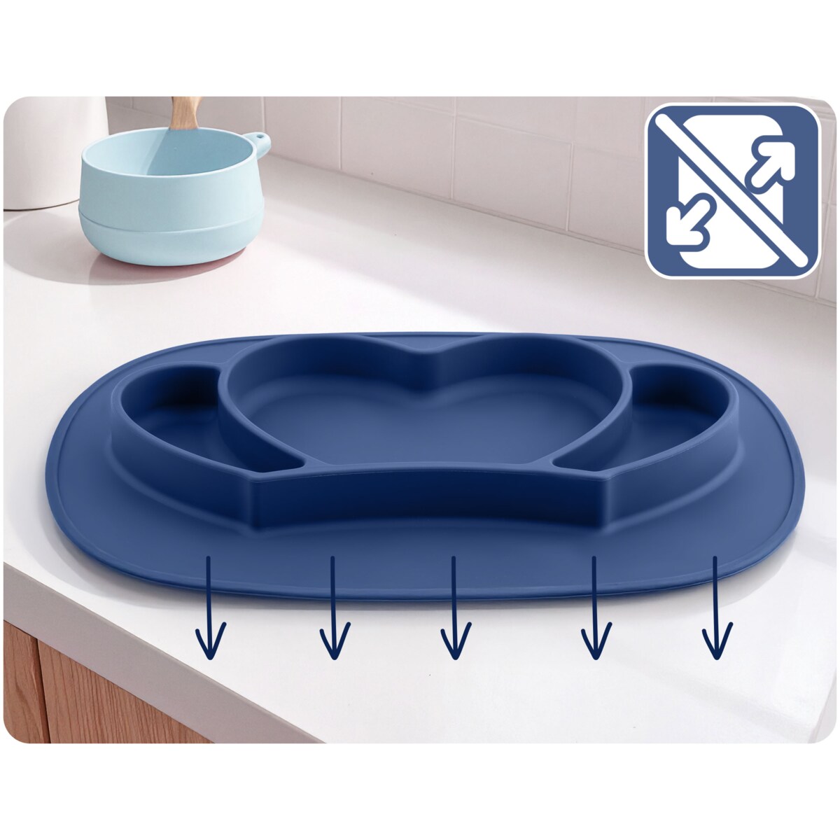 Talerzyk dla dziecka silikonowy do karmienia Korona niebieski Ricokids