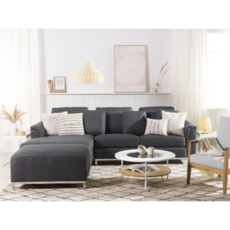 Narożnik z otomaną prawostronny szary OSLO