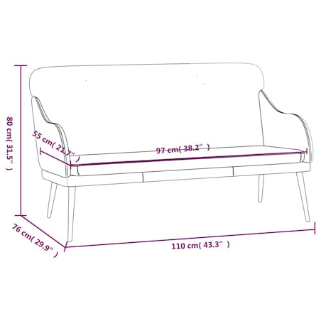 vidaXL Ławka, szara, 110x76x80 cm, tapicerowana sztuczną skórą