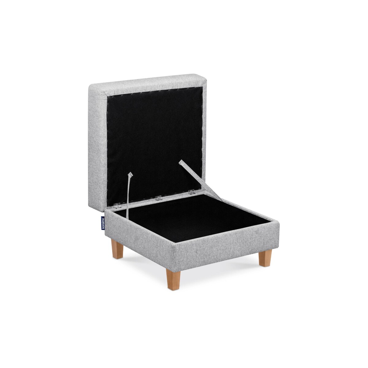 KONSIMO ERISO Szary składany stołek na drewnianych nogach otomana