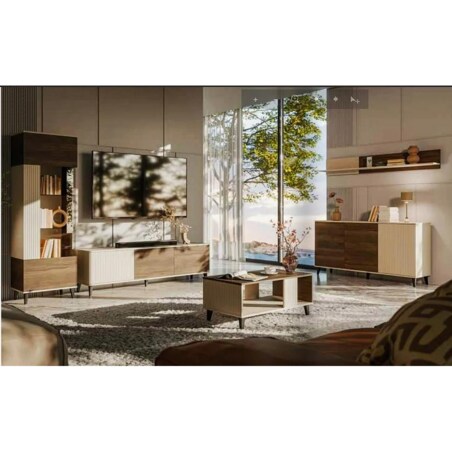 Szafka RTV RANDOM 2 180cm orzech/kaszmirowa