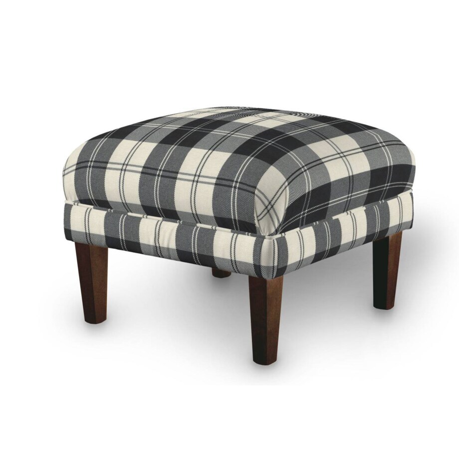 Podnóżek do fotela, krata czarno-biała, 56 x 56 x 40 cm, Edinburgh