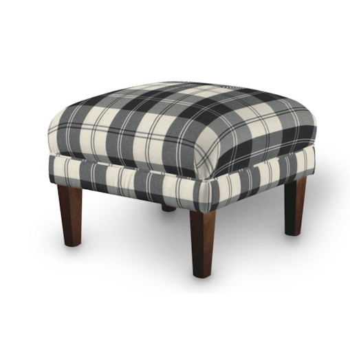 Podnóżek do fotela, krata czarno-biała, 56 x 56 x 40 cm, Edinburgh