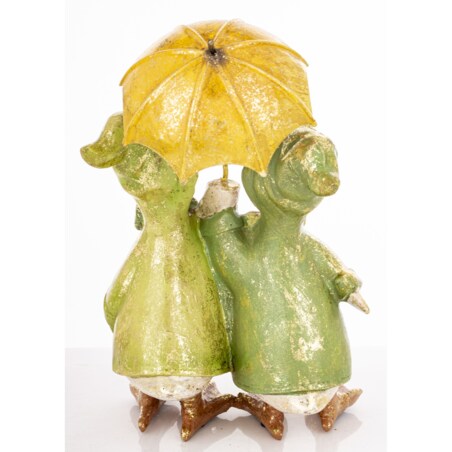 Dekoracja - para kaczorków pod parasolem 22x13,5x10 cm ANATROCCOLI