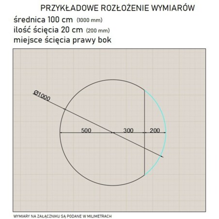 Lustro łazienkowe okrągłe ze ściętym bokiem - KOŁO ŚCIĘTY BOK