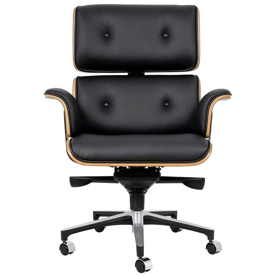 Fotel biurowy Lounge Business czarny sklejka orzech, King Home