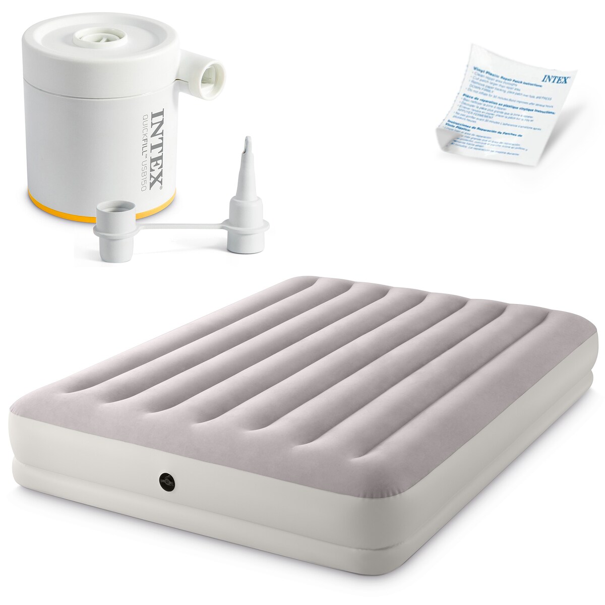 Materac dmuchany welur 203x152 + pompka Intex 64179