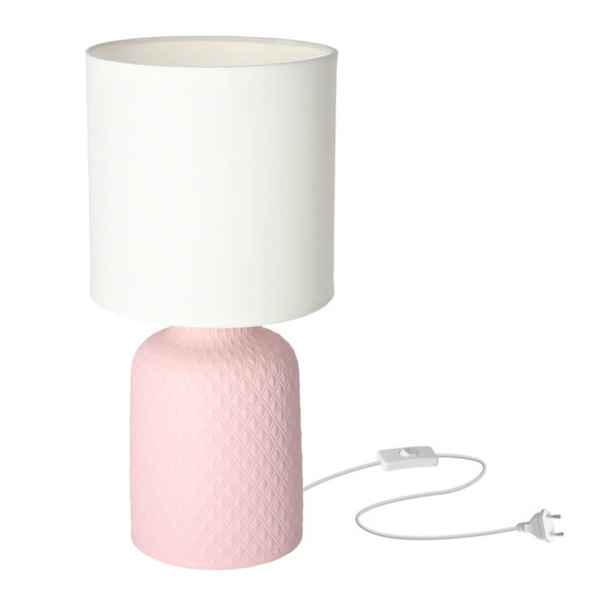 Nocna lampka Iner 41-79855 Candellux ceramika z abażurem biała różowa