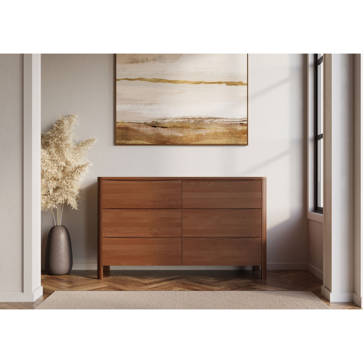 Drewniana komoda bukowa Visby MODENA LOW 150 / kolor orzech