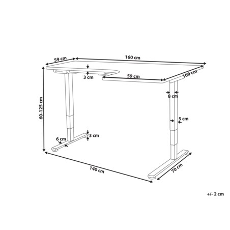 Biurko regulowane Elektryczny Prawostronny Ciemne drewno DESTINES