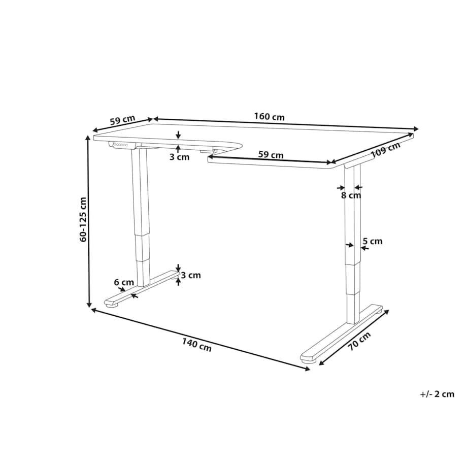 Biurko regulowane Elektryczny Prawostronny Ciemne drewno DESTINES