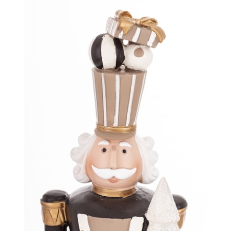 Dziadek do orzechów z białą choinką w ręku 44x10x8,5 cm