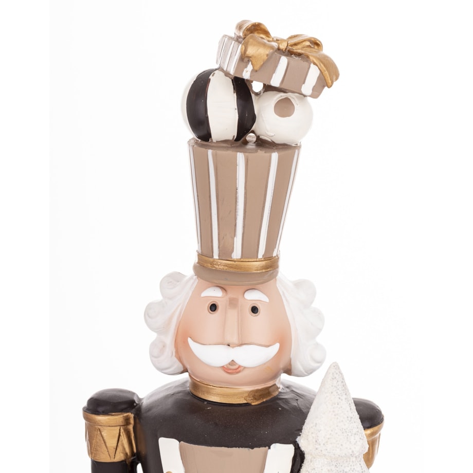 Dziadek do orzechów z białą choinką w ręku 44x10x8,5 cm
