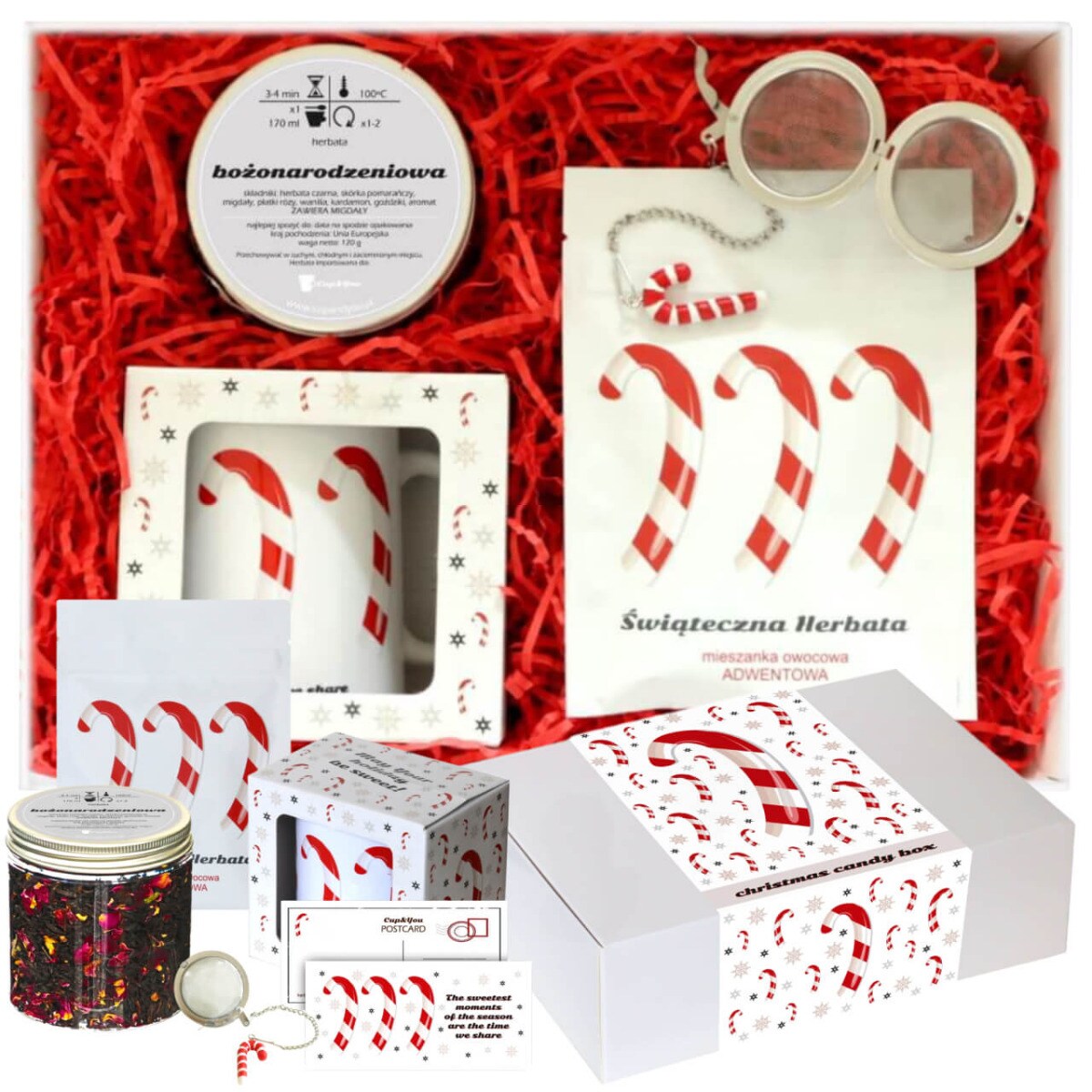 MEGA ŚWIĄTECZNY ZESTAW PREZENTOWY KOSZ BOX HERBATY SYPANE KUBEK ZAPARZACZ PREZENT UPOMINEK POD CHOINKĘ NA ŚWIĘTA GWIAZDKĘ MIKOŁAJA BOŻE NARODZENIE DLA KOBIETY FACETA MĘŻCZYZNY