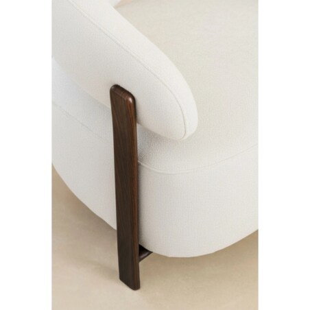 Fotel z tkaniny szenilowej Jolie, ciemne drewno, kremowo-beżowy