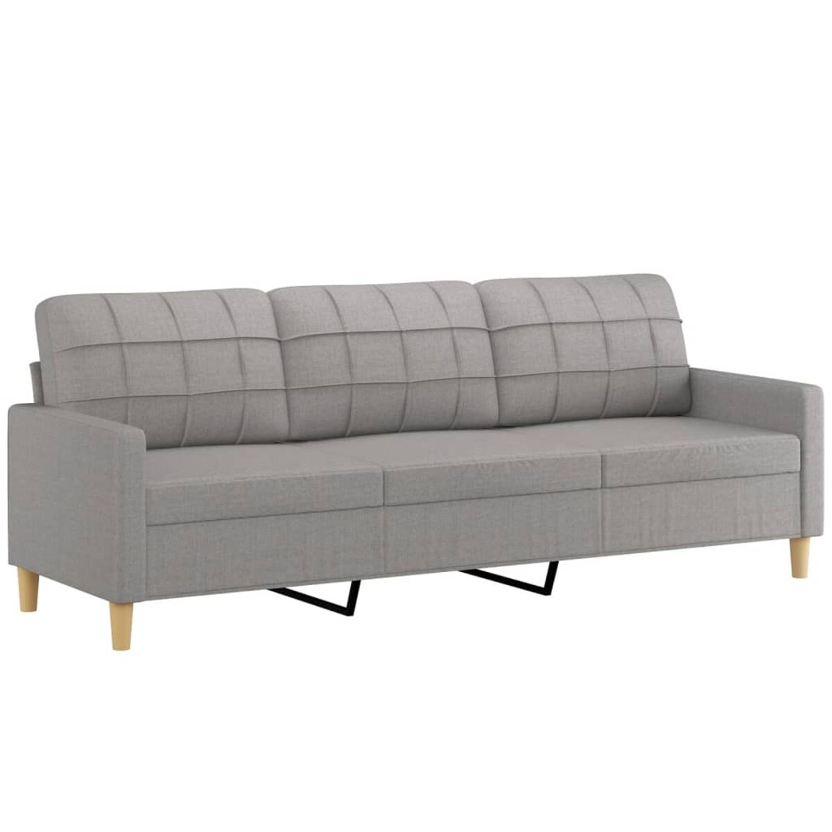 vidaXL Sofa 3-osobowa, jasnoszara, 210 cm, tapicerowana tkaniną
