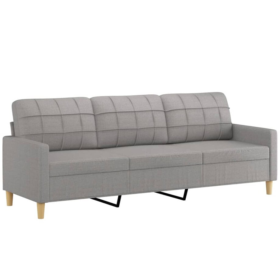 vidaXL Sofa 3-osobowa, jasnoszara, 210 cm, tapicerowana tkaniną