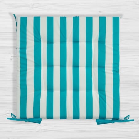 Poduszka na Siedzisko Krzesło Fotel Ogrodowy 40 x 40 x 5 cm Niebieska w Pasy