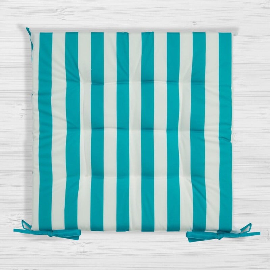 Poduszka na Siedzisko Krzesło Fotel Ogrodowy 40 x 40 x 5 cm Niebieska w Pasy