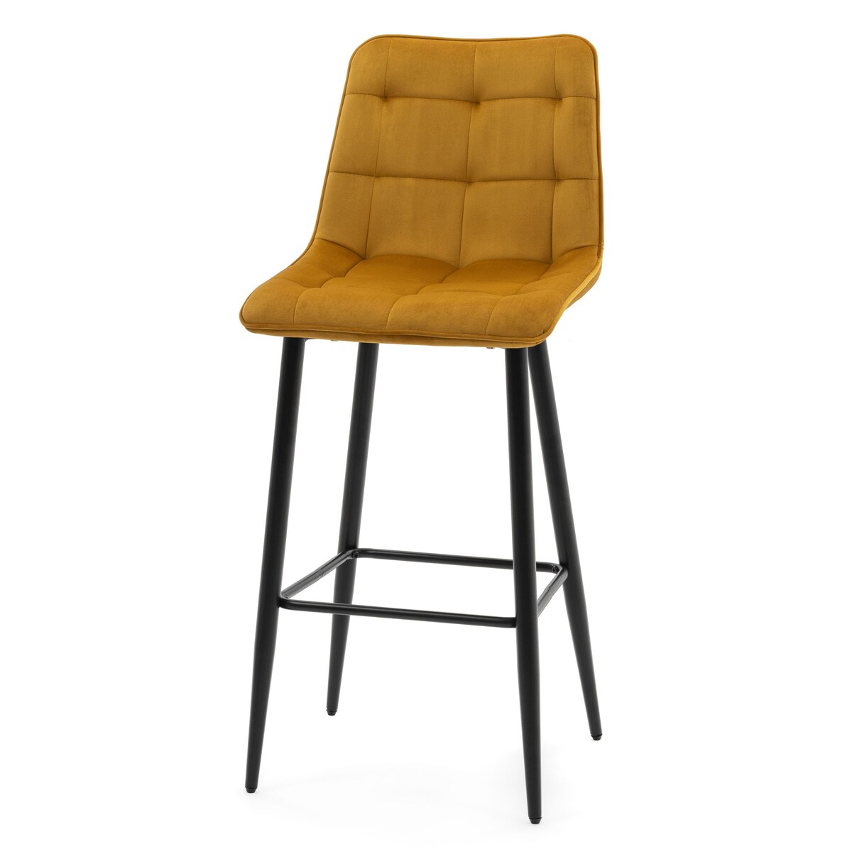 Hoker tapicerowany barowy welurowy CHIC musztardowy do salonu jadalni
