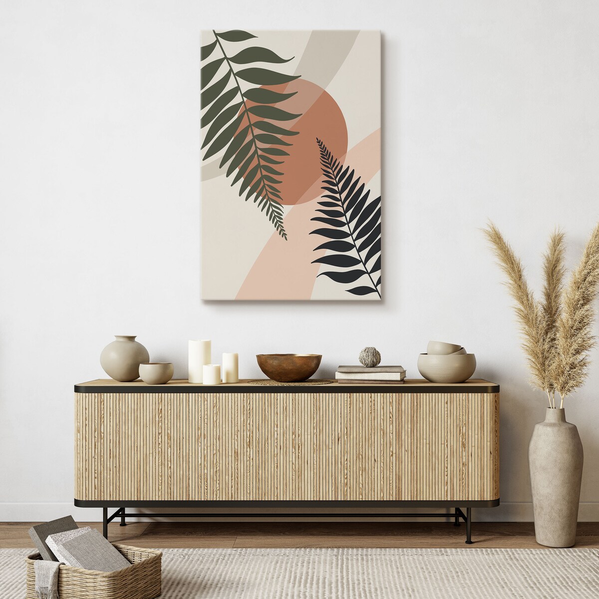 Obraz Palma Zachód Słońca Liście 80x120cm