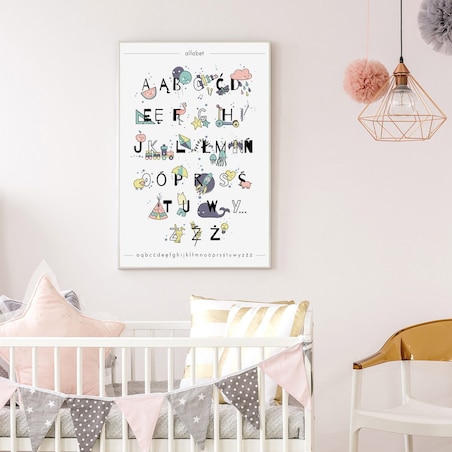 Plakat dla dzieci Alfabet pastelowy 20x30