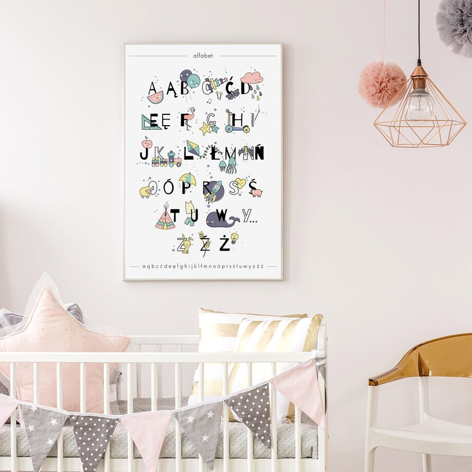 Plakat dla dzieci Alfabet pastelowy 20x30