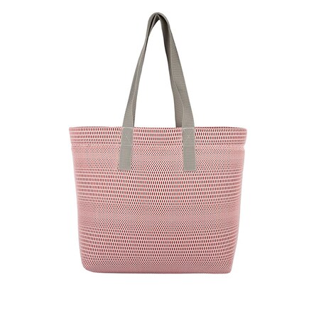 Torba na zakupy czerwona z szarymi uchwytami 45×33 cm