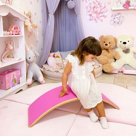 Deska do Balansowania z Filcem 80x30cm dla Dzieci, Drewniany Balance Board, Filc Szary