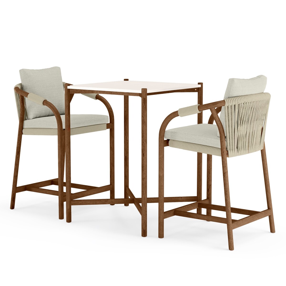 Zestaw ogrodowy: stół i 2 hokery z plecionką ze sznurka Roviga