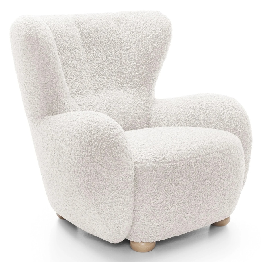 Fotel uszak boucle 91x88x100 cm POLTRONA biały