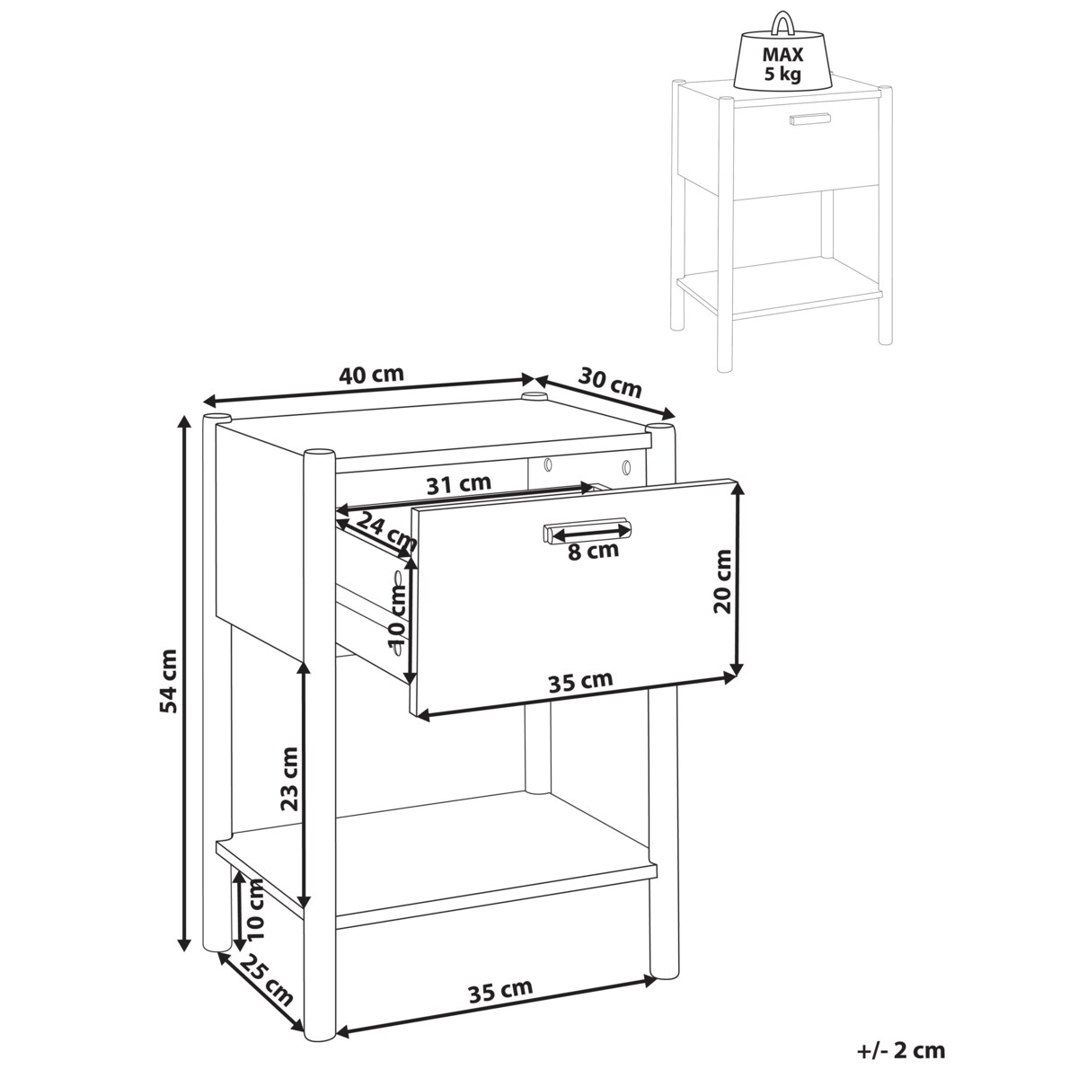 Szafka nocna 1 szuflada HOLDERVILLE Jasnobrązowy
