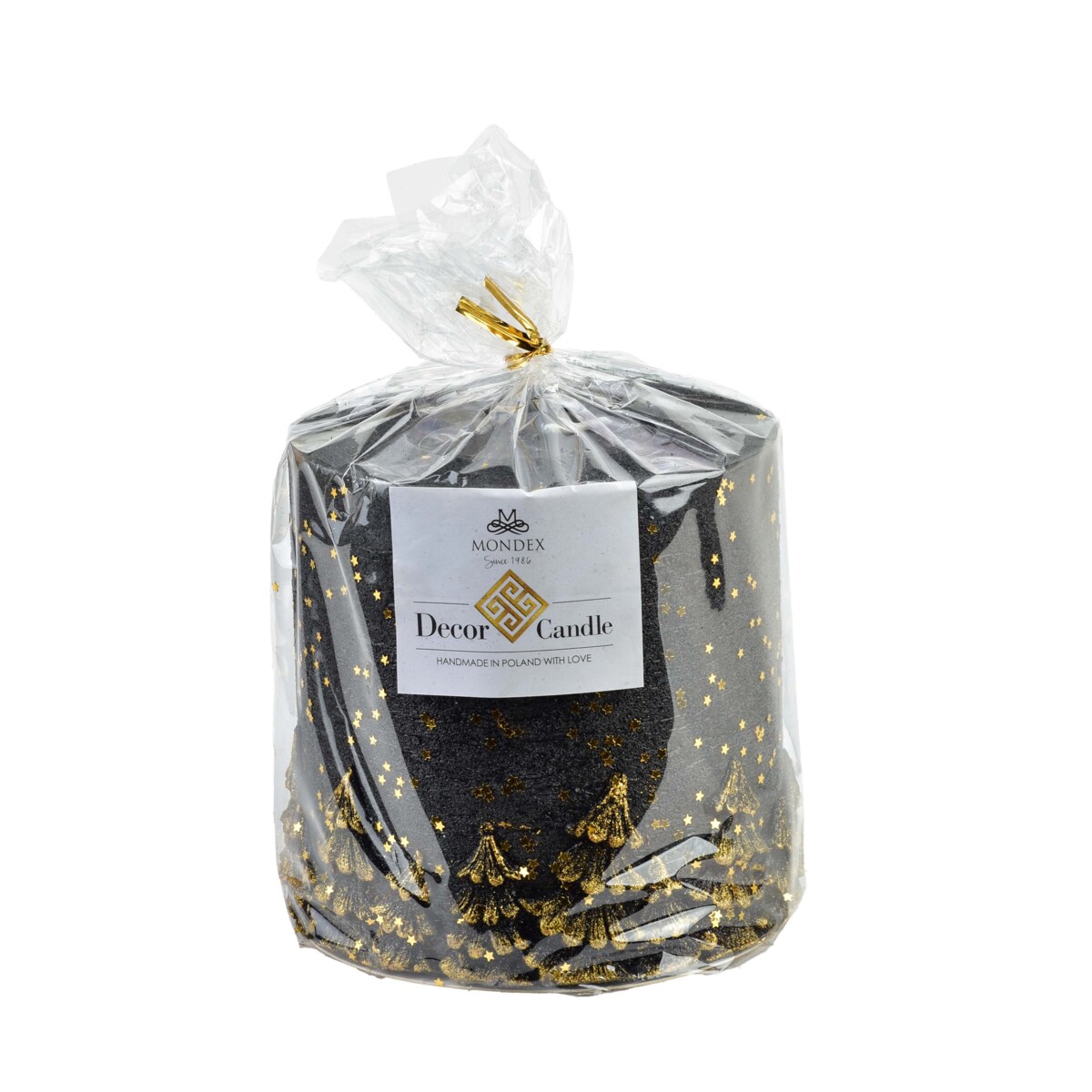 ŚWIECA LAMPION WALEC LAS CZARNO ZŁOTY 120