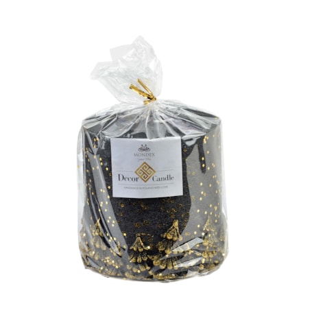 ŚWIECA LAMPION WALEC LAS CZARNO ZŁOTY 120