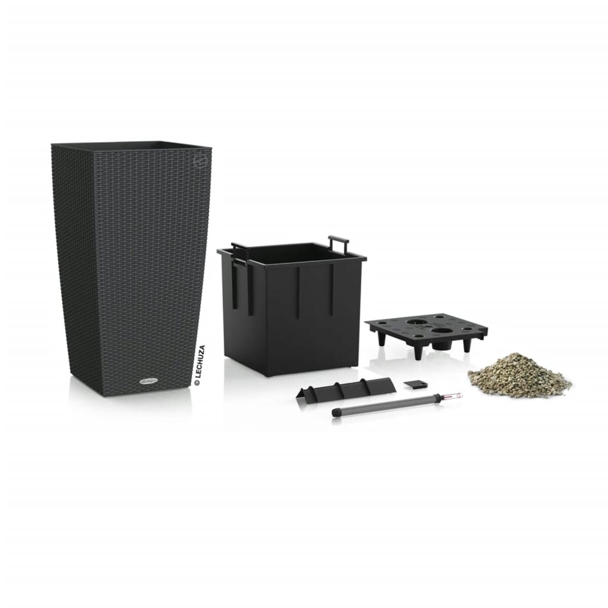 LECHUZA Doniczka CUBICO Cottage 40 ALL-IN-ONE, kolor granitu