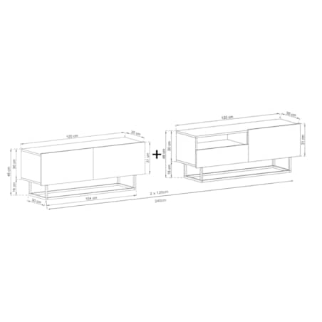 Szafka RTV Loft Grafit MAT Komoda RTV Loft Szuflada 240 cm