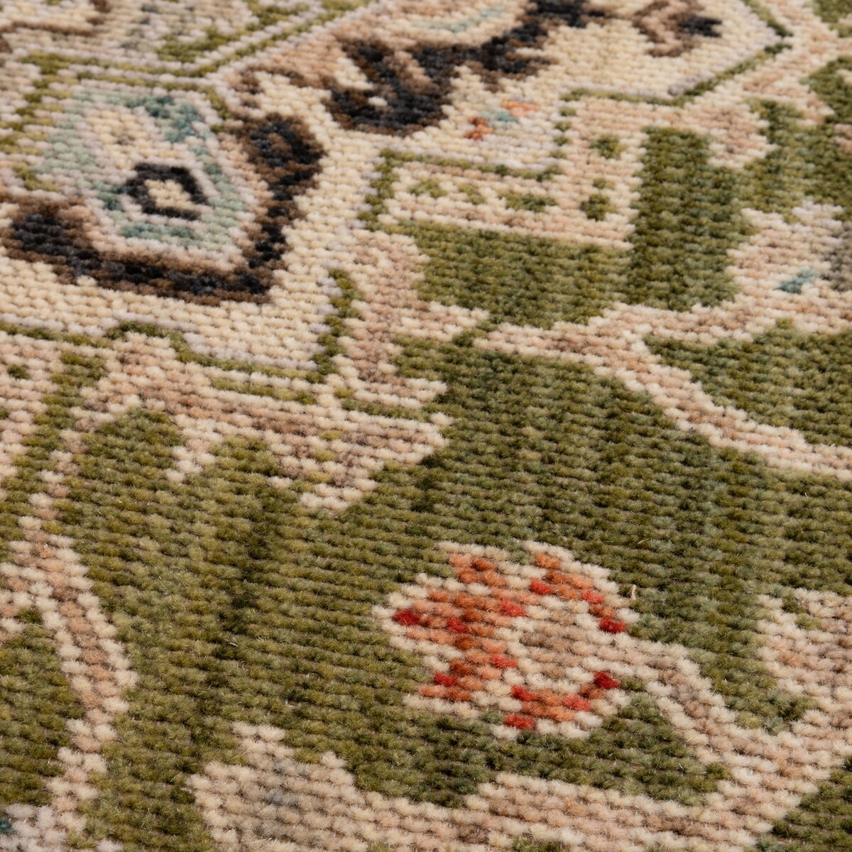 Dywan Wełniany Royal Wool 200x285 cm z frędzlami klasyk zielony