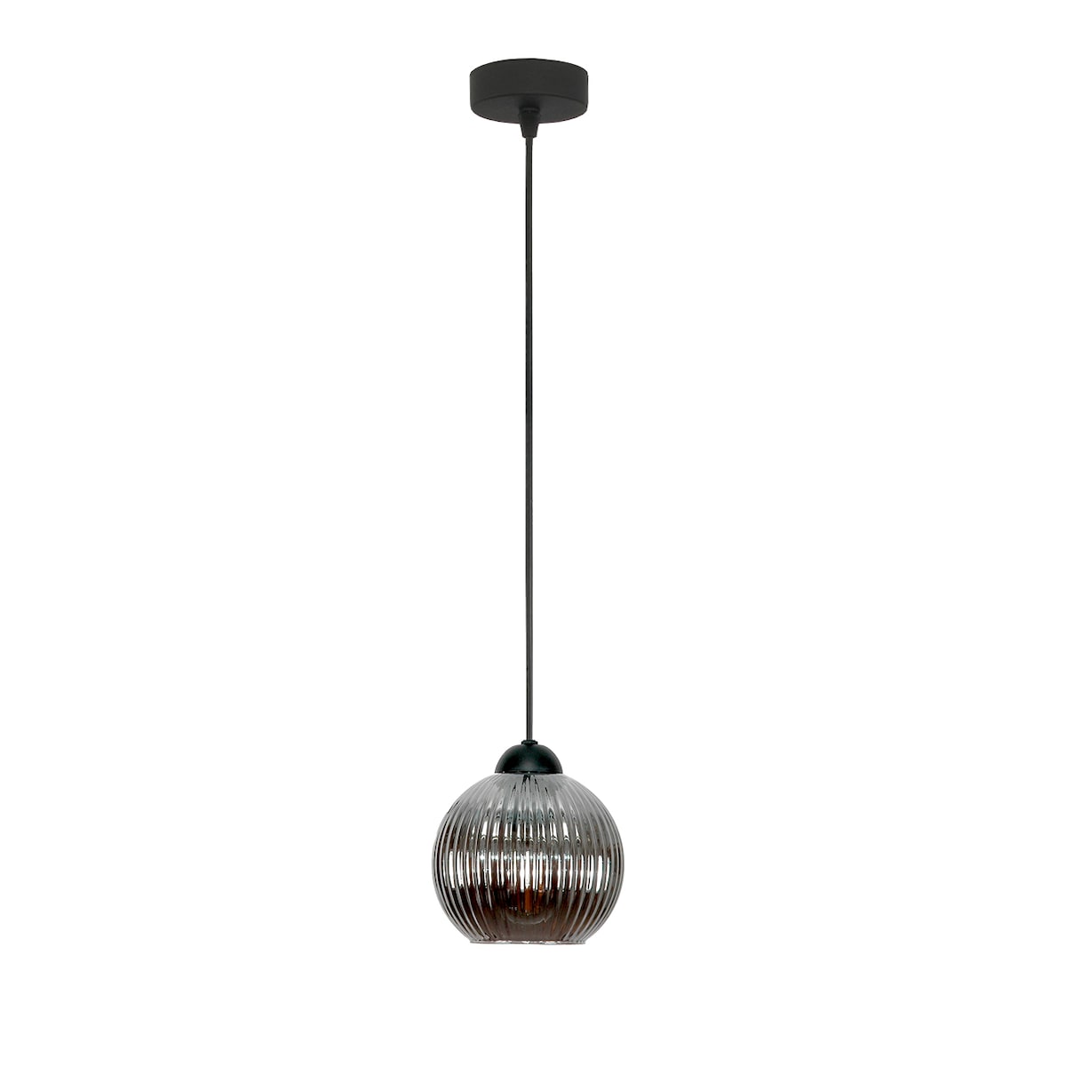czarna lampa wisząca pojedyncza edylit z grafitowym kloszem