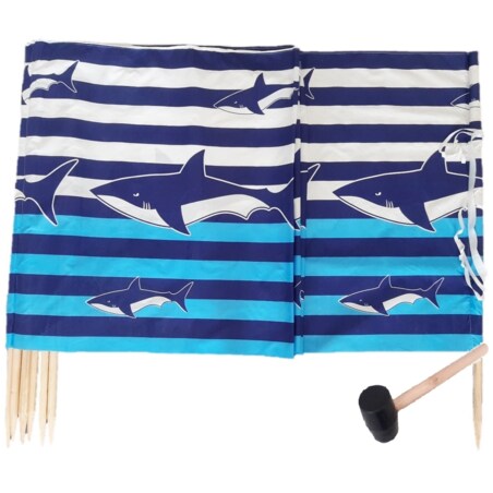 Parawan Plażowy Zasłona 8 M Na Plażę Składany Letni Rekiny Młotek W Zestawie