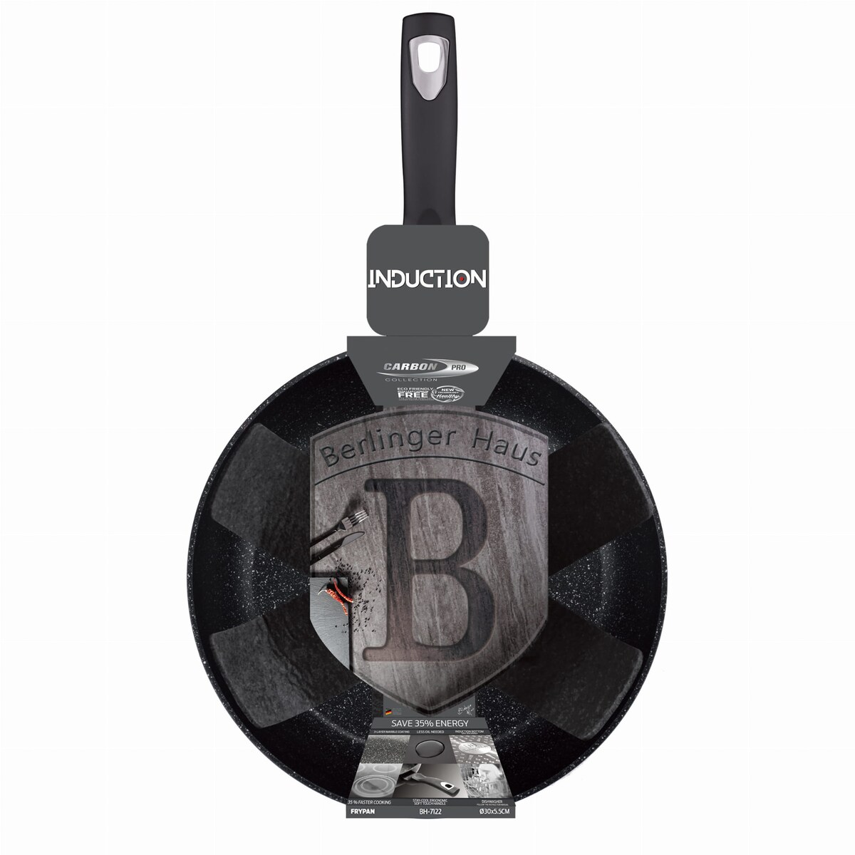 Patelnia 30 cm z powłoką marmurową Carbon Pro Berlinger Haus BH-7122