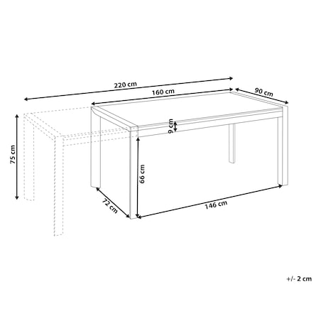 Stół ogrodowy rozkładany BINASCO 160/220 cm 90 cm Beżowy