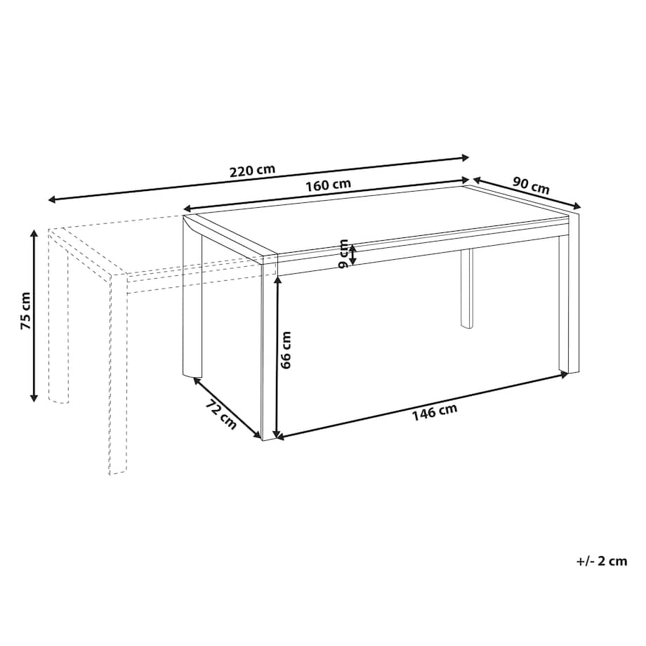 Stół ogrodowy rozkładany BINASCO 160/220 cm 90 cm Beżowy