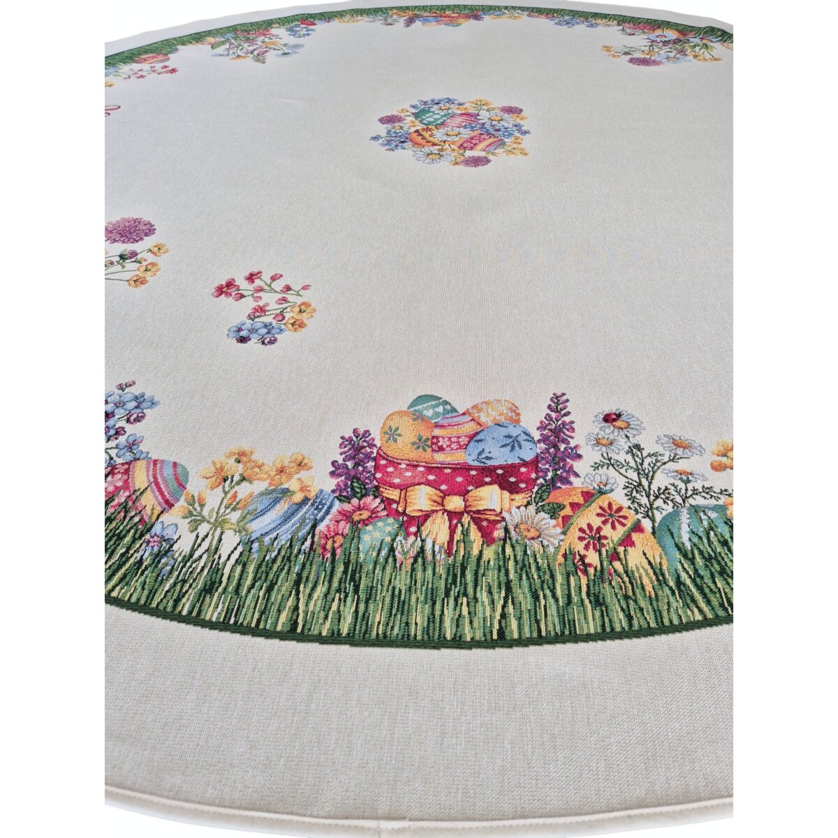 Obrus Wielkanocny 180 Cm Na Stół Ozdobny Dekoracyny Okrągły