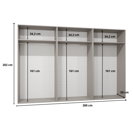 Szafa uchylna Sandi 1 300 (3X100) wys 202 cm Czarny + u Złoty