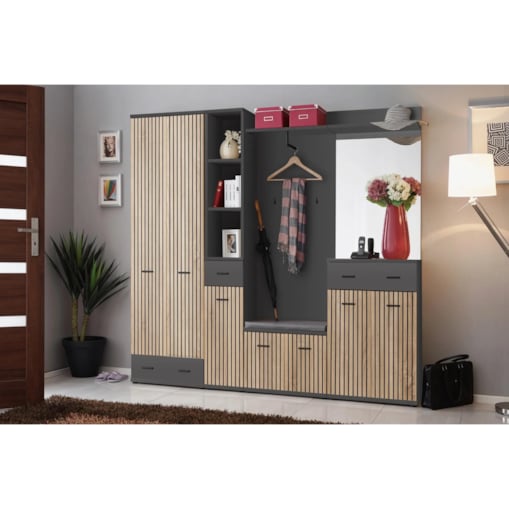 Garderoba do przedpokoju MARCO IV antracyt/dąb artisan