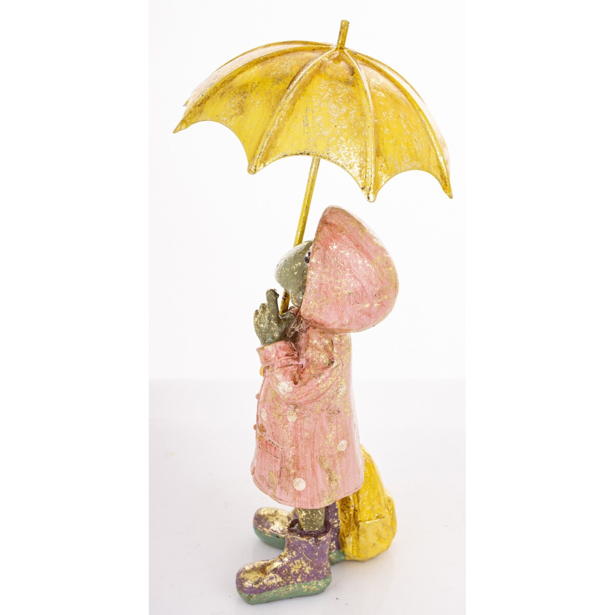 Dekoracja - żabka pod parasolem 19x9,5x9,5 cm ANITA różowa