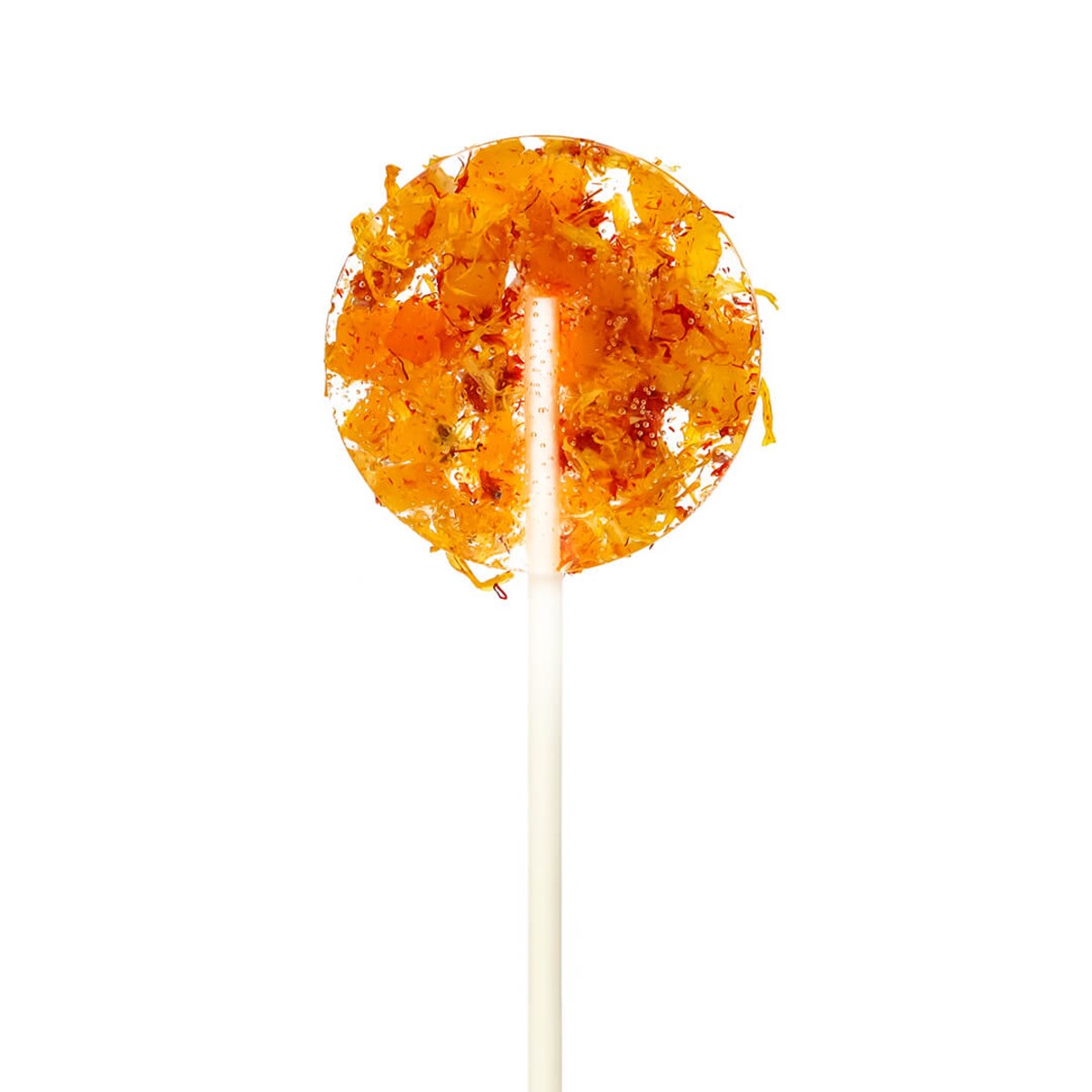 Herbaciany Lizak Mango Tango - pyszny cukrowy lizak do rozpuszczenia w gorącej wodzie z dodatkiem suszonych owoców mango na prezent, upominek - herbata, napar