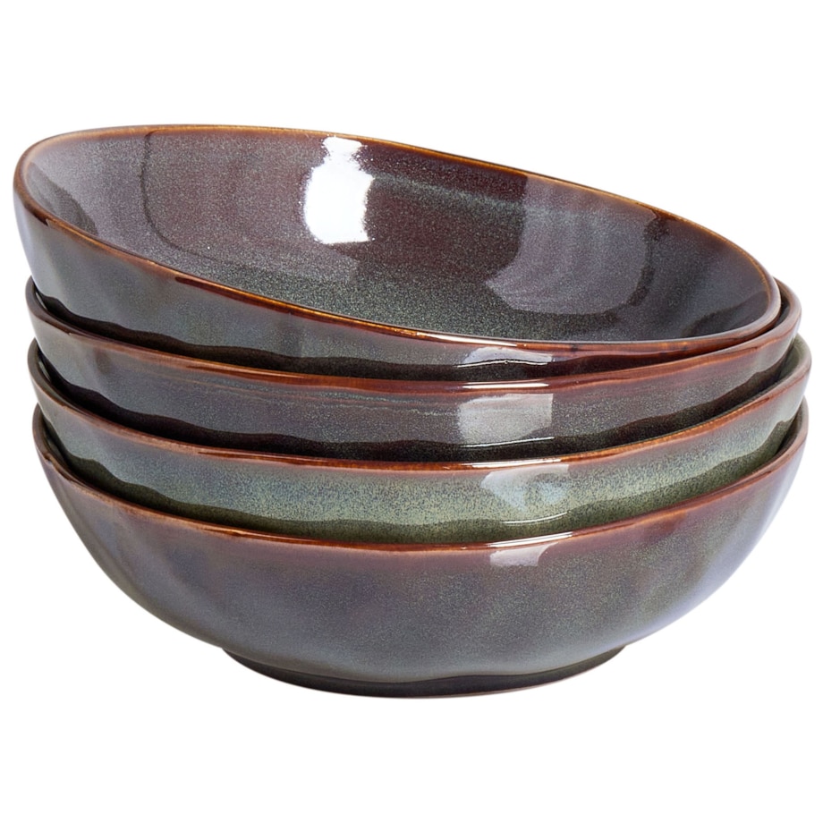 Zestaw 4 głębokich talerzy THYME Kamionka Ciemnozielony