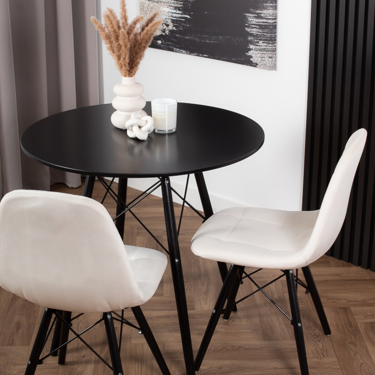 Stół 80 cm okrągły skandynawski nowoczesny do salonu jadalni czarny